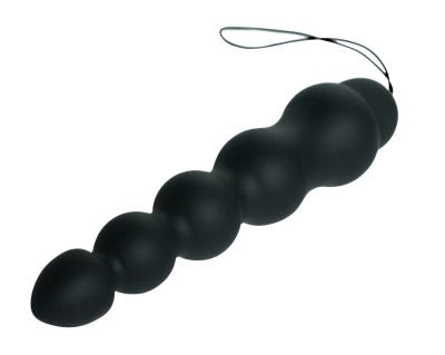 XR Brands Masters Series Eclipse 10X Silicone Probe Black Vibrating Anal Toy - Anal Beads and Balls