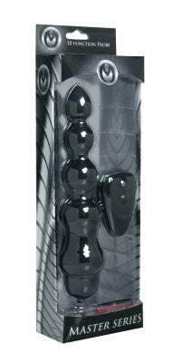 XR Brands Masters Series Eclipse 10X Silicone Probe Black Vibrating Anal Toy - Anal Beads and Balls