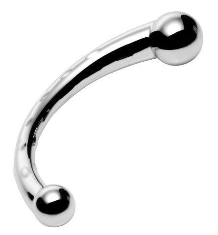 XR Brands Masters Series The Chrome Crescent Dual Ended Dildo Steel Sex Toy - Double Ender