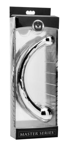 XR Brands Masters Series The Chrome Crescent Dual Ended Dildo Steel Sex Toy - Double Ender
