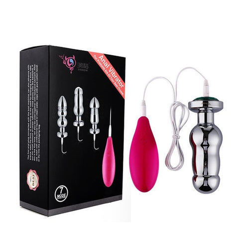 BDStyle Metal Vibration Anal Plug Kit 7 Pattern Remote Control Vibrator - Sex Kits