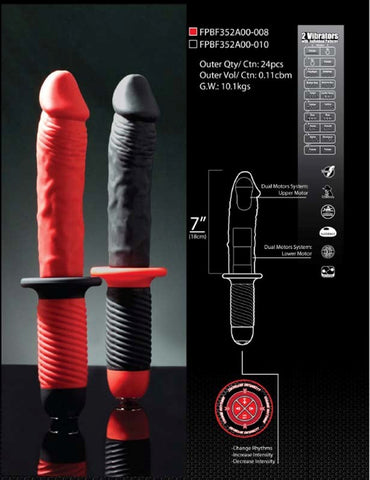 NANMA Corporation Mr. E and Mr. Z 7 Inch Silicone 10 Speed Vibrator Red - Realistic Dildos