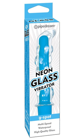 Pipedream Neon Glass Multi Speed G Spot Vibrator Blue Dual Function Design - Glass Sex Toys
