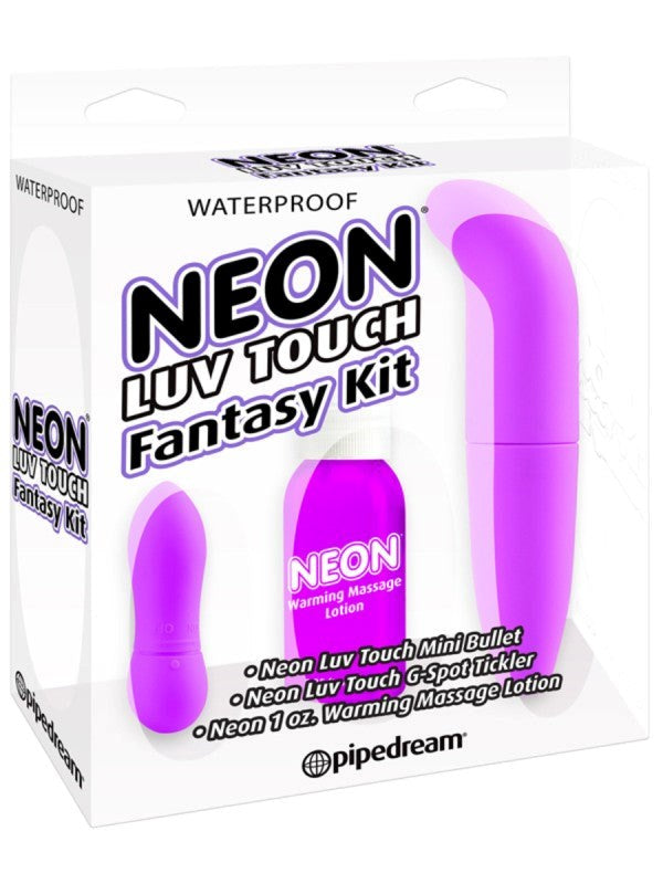 Pipedream Neon Luv Touch Fantasy Couples Sex Kit Purple Multi Speed Vibrator - - Sex Kits