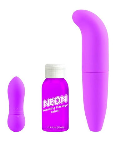 Pipedream Neon Luv Touch Fantasy Couples Sex Kit Purple Multi Speed Vibrator - Sex Kits