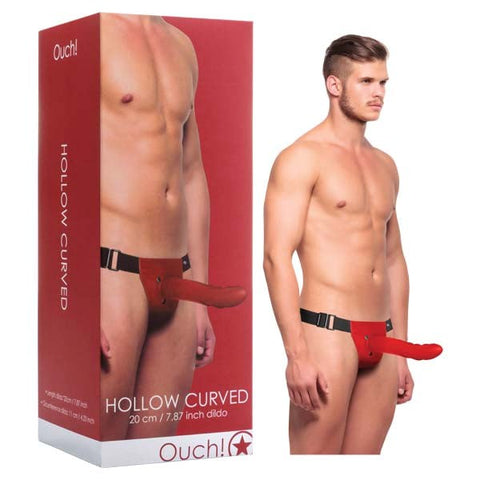 Shots Toys Ouch Hollow Curved Strap On Red Hollow Design & Adjustable Fit - Strap On Sextoys