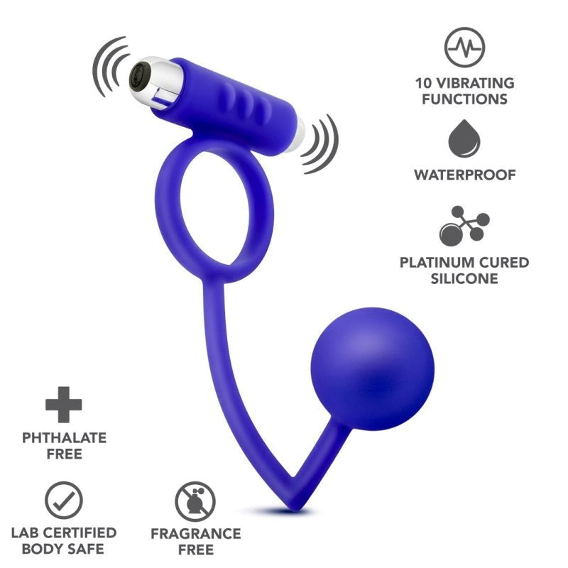 Blush Novelties Penetrator Anal Ball with Vibrating Cock Ring Dual Pleasure - - Anal Beads and Balls