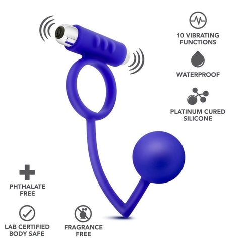 Blush Novelties Penetrator Anal Ball with Vibrating Cock Ring Dual Pleasure - Anal Beads and Balls