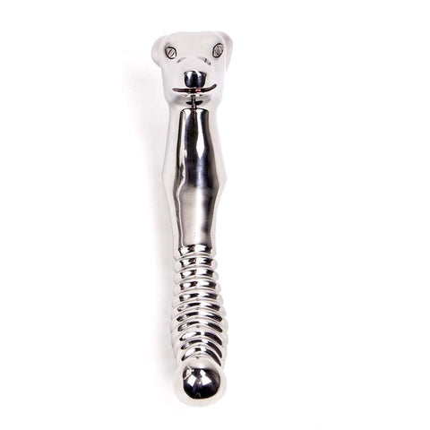 Hells Couture Puppy Play Prostate Stimulator Steel Prostate Massager - Steel Sex Toys
