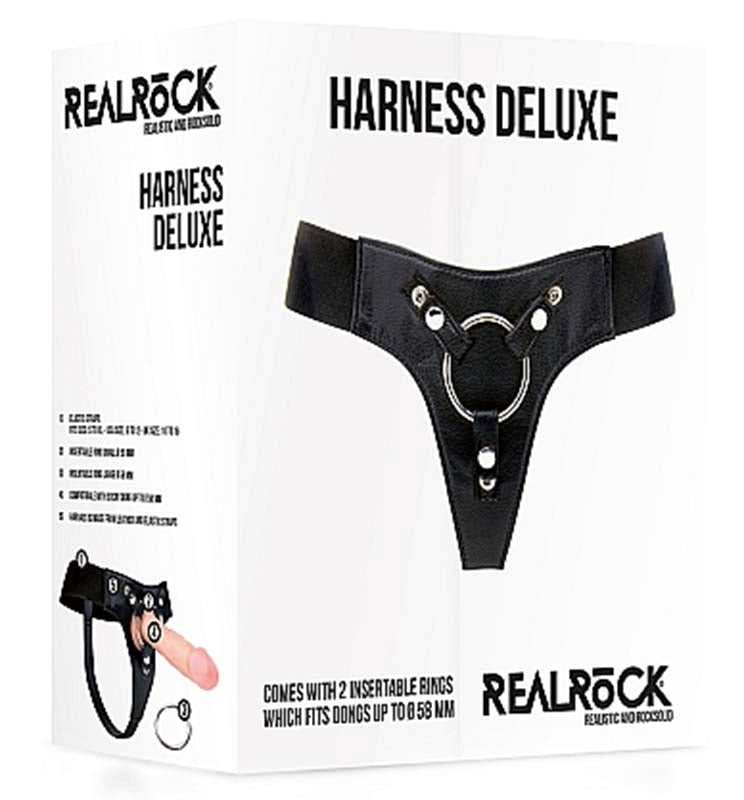 Shots Toys RealRock Harness Deluxe Premium Leather Strap On Harness - - Strap On Sextoys