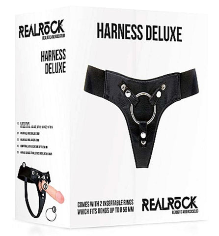 Shots Toys RealRock Harness Deluxe Premium Leather Strap On Harness - Strap On Sextoys