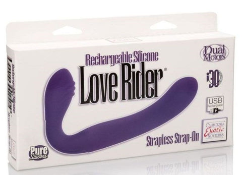 California Exotics Rechargeable Silicone Love Rider Strapless Strap On Purple - Strap On Sextoys