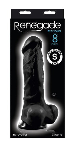 NS Novelties Renegade Big John Black Silicone Dildo for Deep Penetration - Realistic Dildos