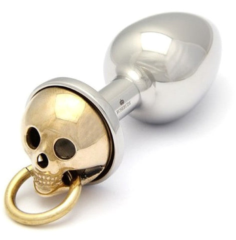 Rosebuds Jewelry Rosebuds Luxe Skull Flash Gold Medium Butt Plug - Steel Sex Toys