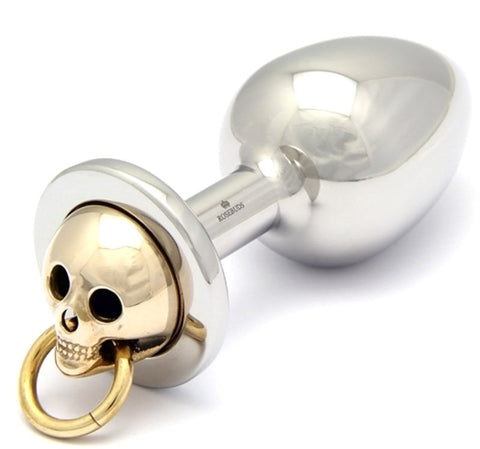 Rosebuds Jewelry Rosebuds Luxe Skull Flash Gold Medium Butt Plug - Steel Sex Toys