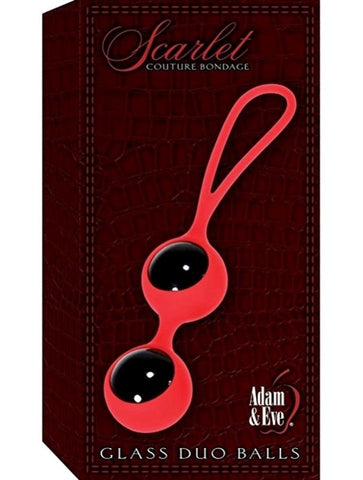 Adam & Eve Scarlet Couture Glass Duo Balls Kegel Exerciser - Love Eggs and Kegel Exercisers