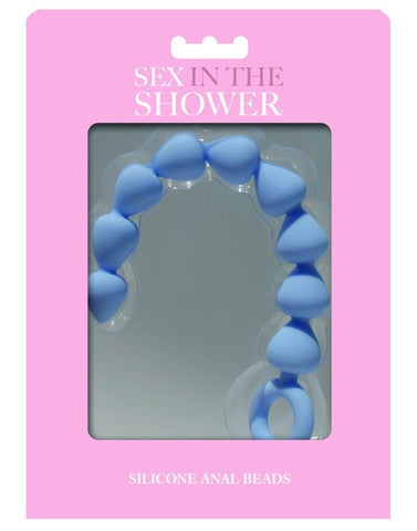 Sportsheets Sex In The Shower Blue Silicone Anal Beads Waterproof - Anal Beads and Balls