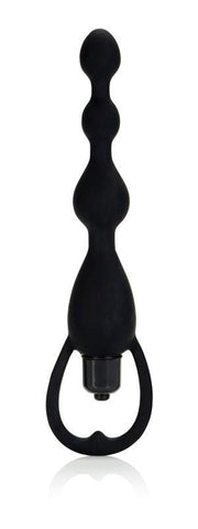California Exotics Silicone Vibrating Pleasure Anal Beads Black USB Rechargeable - Anal Beads and Balls