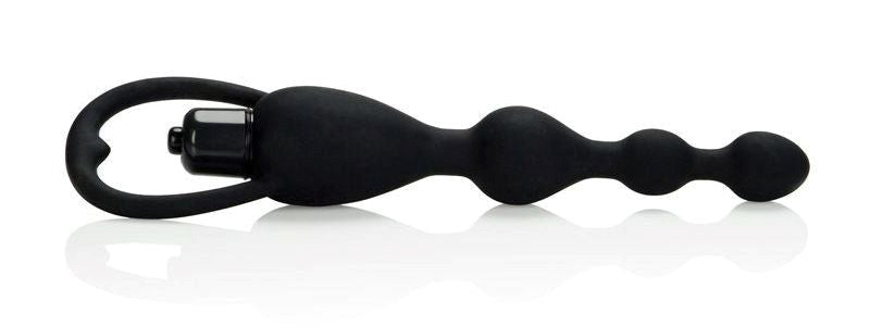 California Exotics Silicone Vibrating Pleasure Anal Beads Black USB Rechargeable - - Anal Beads and Balls