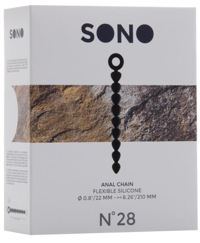 SONO No. 28 Anal Chain Black 9 Inch Graduated Bead Anal Sex Toy - - Anal Beads and Balls