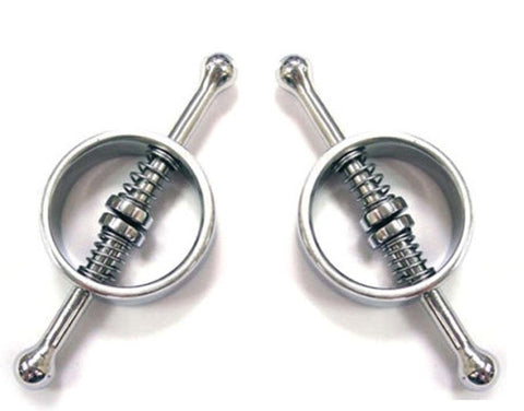 Hells Couture Spring Loaded Nipple Clamps with Adjustable Tension - Breast and Nipple Toys