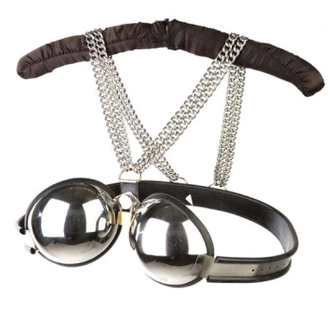 BDStyle Stainless Steel Bra BDSM Restraint with Adjustable Silicone Cups - Steel Sex Toys