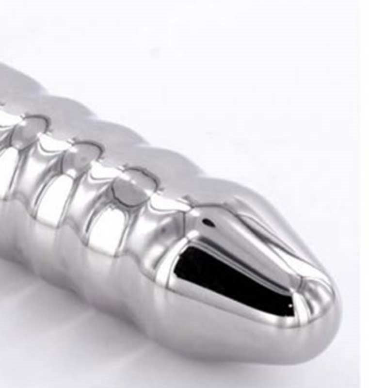 Hells Couture Steel Anal Rammer & T Bar Handle 6 Rings Medical Grade Steel - Steel Sex Toys