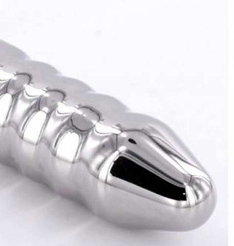 Hells Couture Steel Anal Rammer & T Bar Handle 6 Rings Medical Grade Steel - Steel Sex Toys