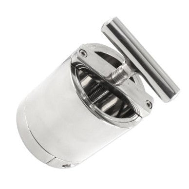 Hells Couture Steel Ball Flask & Crusher CBT Device with Screw Mechanism - - Steel Sex Toys