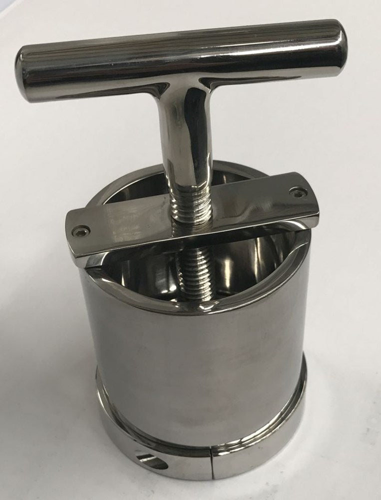 Hells Couture Steel Ball Flask & Crusher CBT Device with Screw Mechanism - - Steel Sex Toys