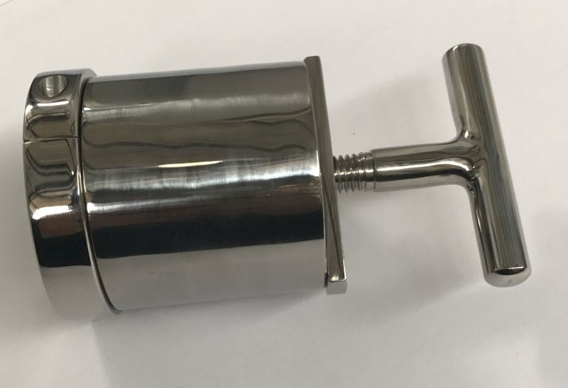 Hells Couture Steel Ball Flask & Crusher CBT Device with Screw Mechanism - - Steel Sex Toys