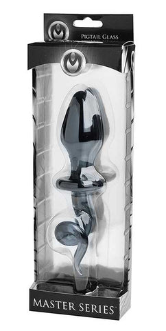 XR Brands Swine Pig Tail Glass Anal Plug Spiral Design for Stimulation - Glass Sex Toys