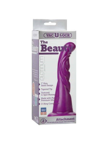 Doc Johnson Vac U Lock The Beauty Strap On Purple Curved G Spot Dildo - Strap On Sextoys
