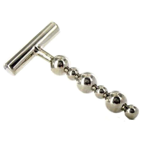 Hells Couture Thruster Anal Probe in Steel Six Graduated Spheres - Steel Sex Toys