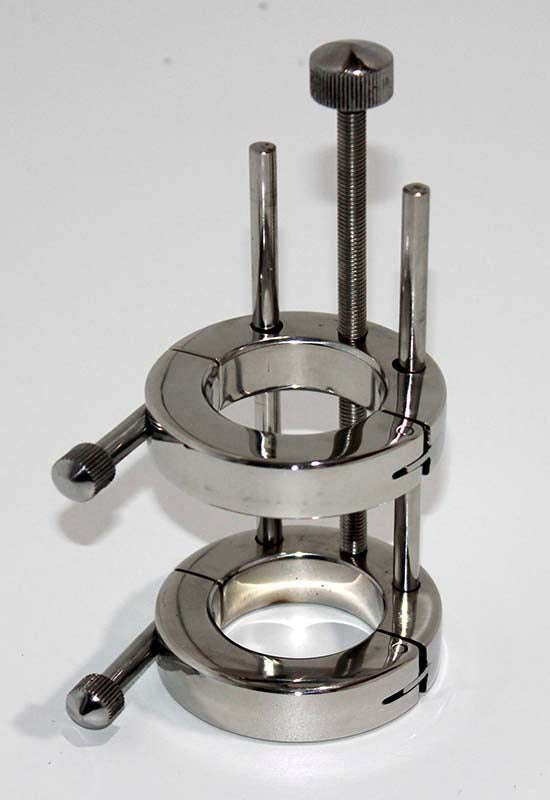 Hells Couture Torture Well Ball Stretcher Medical Grade Steel CBT Device - - Steel Sex Toys