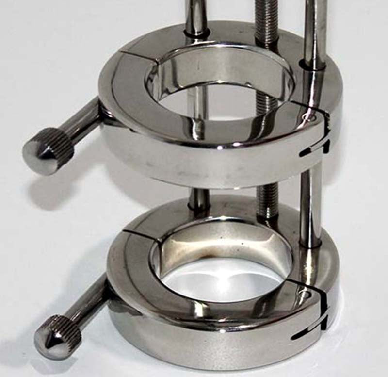 Hells Couture Torture Well Ball Stretcher Medical Grade Steel CBT Device - - Steel Sex Toys