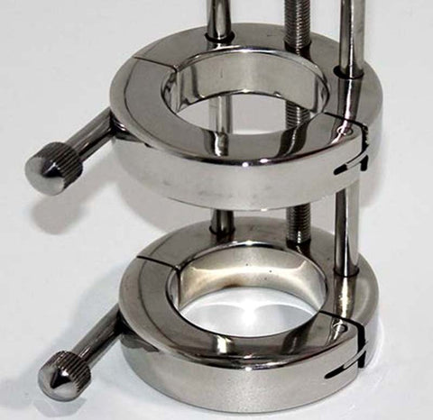 Hells Couture Torture Well Ball Stretcher Medical Grade Steel CBT Device - Steel Sex Toys
