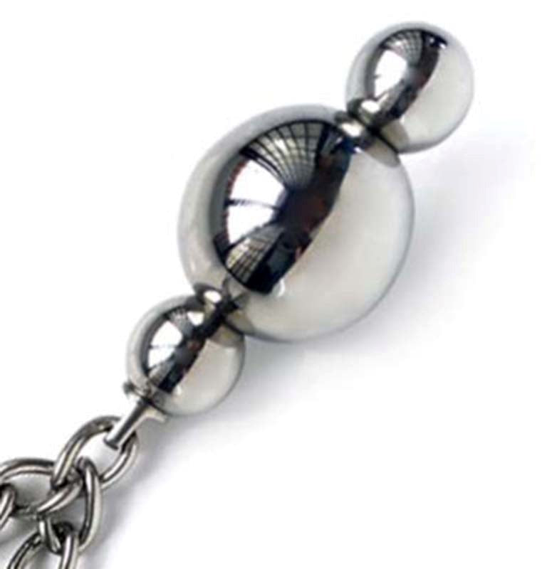 Hells Couture Triple Kegel Ball With Twin Chains Stainless Steel - - Steel Sex Toys