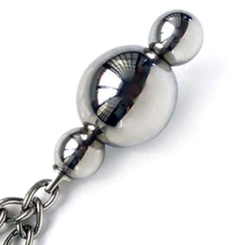 Hells Couture Triple Kegel Ball With Twin Chains Stainless Steel - Steel Sex Toys