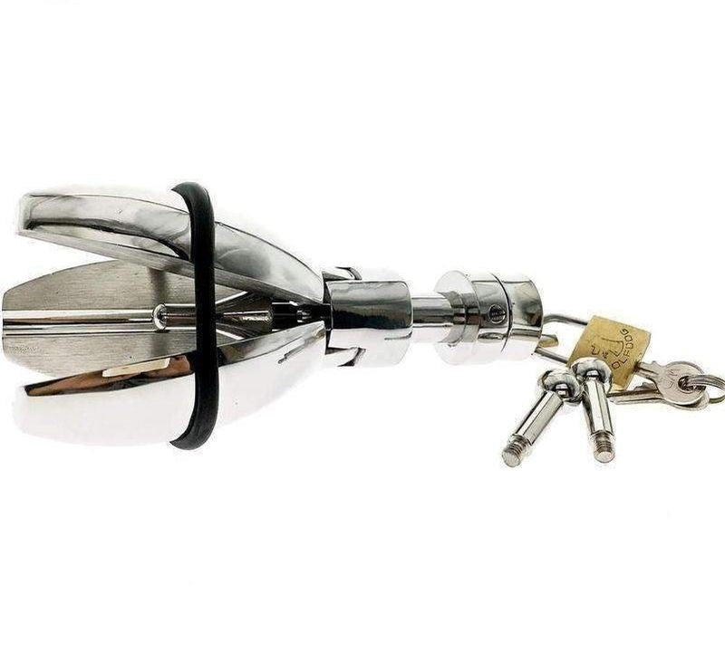 Hells Couture Ultimate Steel Ass Lock Expandable Anal Stretcher - - Steel Sex Toys