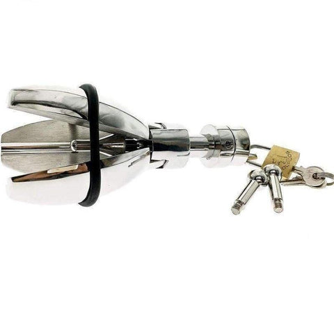 Hells Couture Ultimate Steel Ass Lock Expandable Anal Stretcher - Steel Sex Toys
