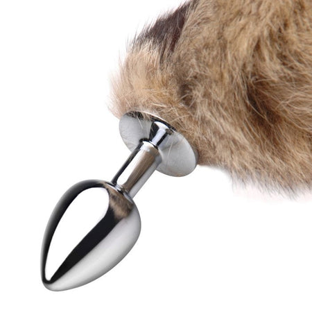XR Brands Untamed Xl Faux Fox Tail Anal Plug with Medical Grade Steel - Steel Sex Toys