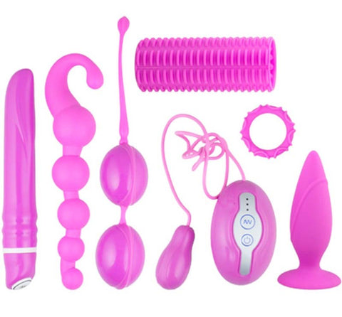 Vibe Therapy Aphrodisy Pink 7 Piece Adult Toy Kit with Vibrator - Sex Kits