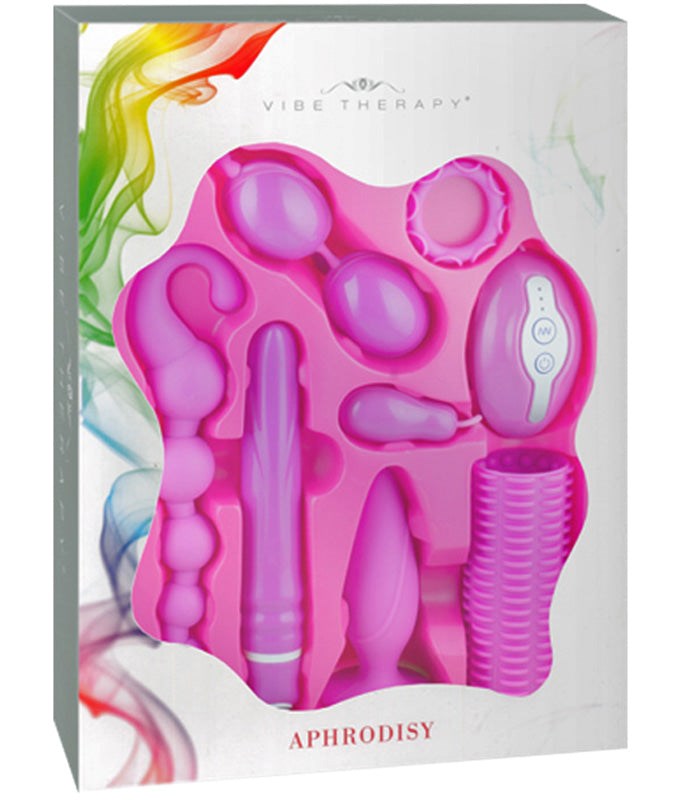 Vibe Therapy Aphrodisy Pink 7 Piece Adult Toy Kit with Vibrator - - Sex Kits