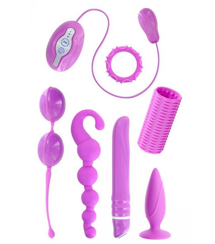 Vibe Therapy Aphrodisy Pink 7 Piece Adult Toy Kit with Vibrator - - Sex Kits