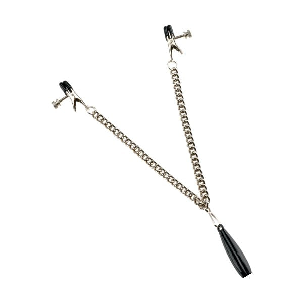 Spartacus Enterprises Weighted Adjustable Broad Tip Clamps with Link Chain - - Breast and Nipple Toys