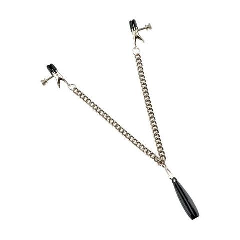 Spartacus Enterprises Weighted Adjustable Broad Tip Clamps with Link Chain - Breast and Nipple Toys