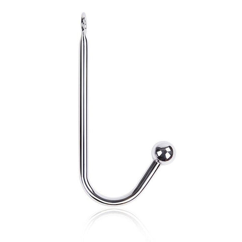 Hells Couture Well Hung Steel Anal Hook with Shibari Ring - Anal Beads and Balls