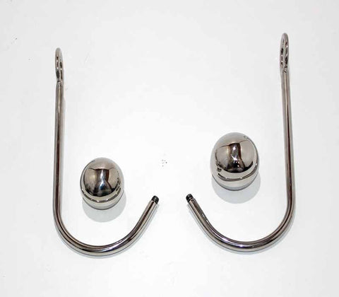 Hells Couture Well Hung Steel Anal Hook with Shibari Ring - Anal Beads and Balls