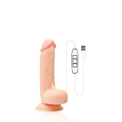 NANMA Corporation Wet Temper 7.5 inch Curved Vibrating Dong with Suction Cup - Realistic Dildos